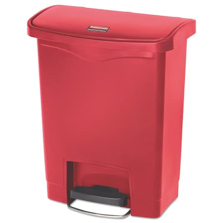 Rubbermaid Commercial Slim Jim Resin Step-On Container, Front Step Style, 8 gal, Red 1883564